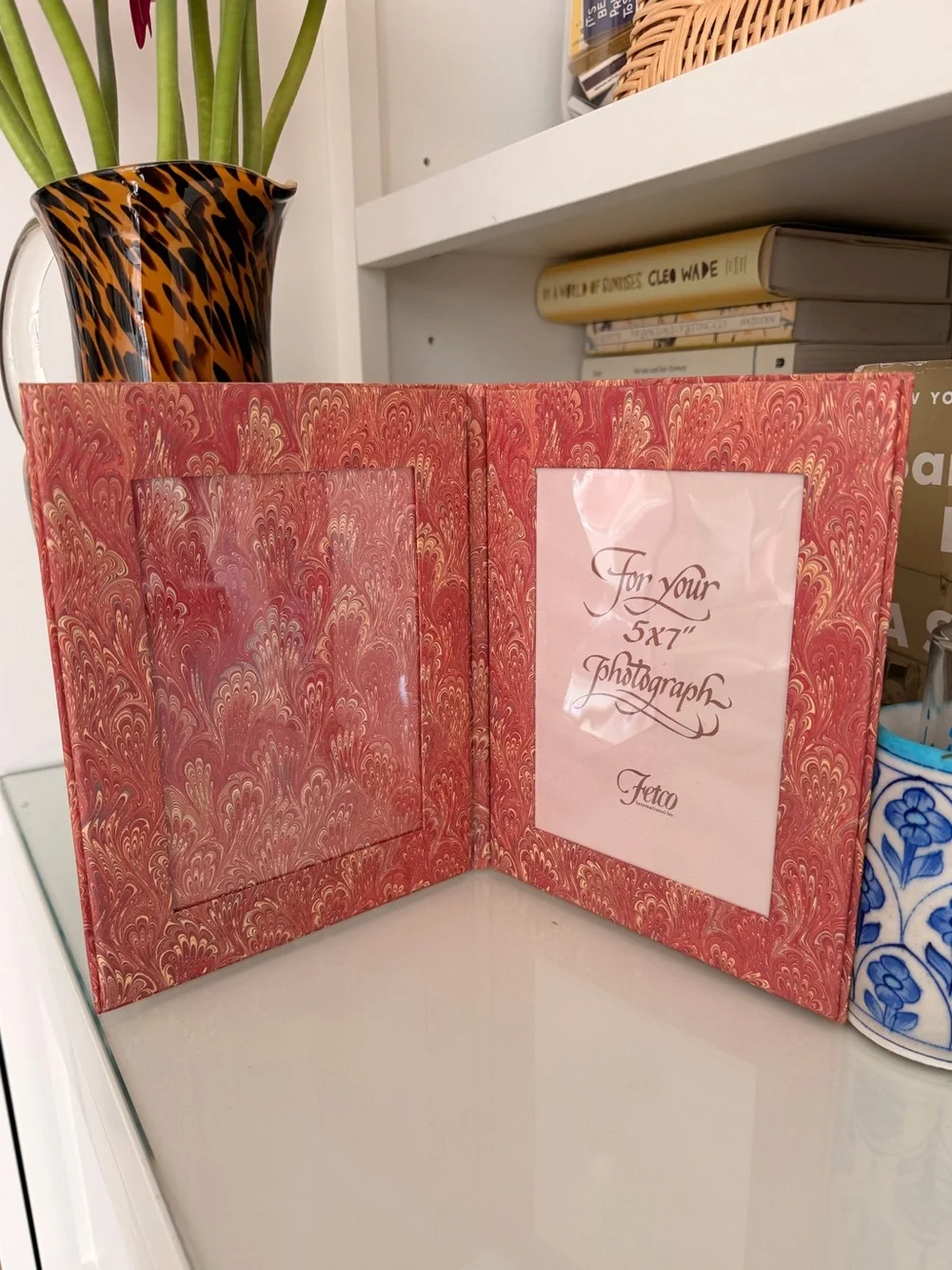 vintage 5x7 frame in a florentine marbled paper pattern